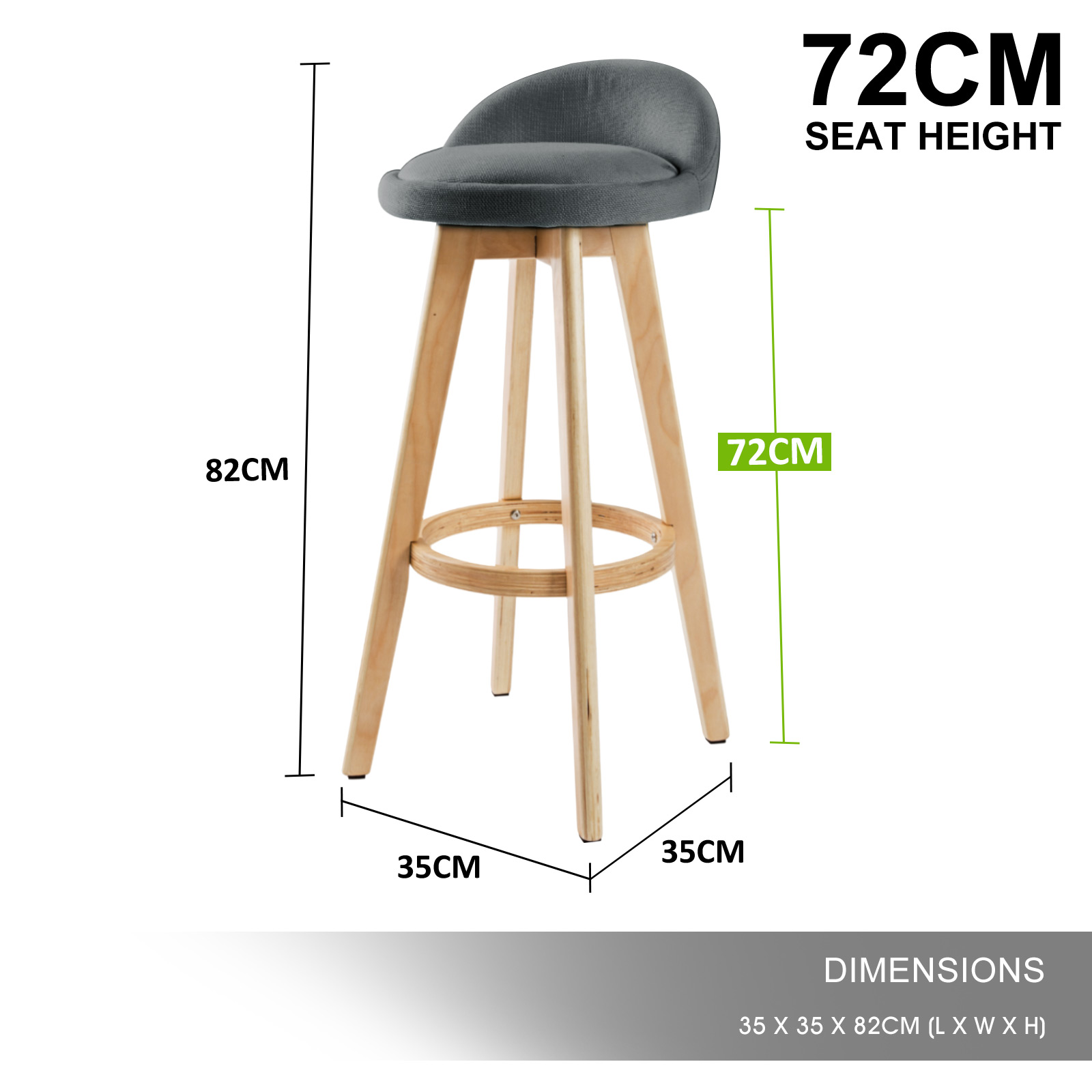 2X Wooden Bar Stool Barstools Dining Chair Kitchen Stools Swivel PU Fabric - Picture 54 of 210