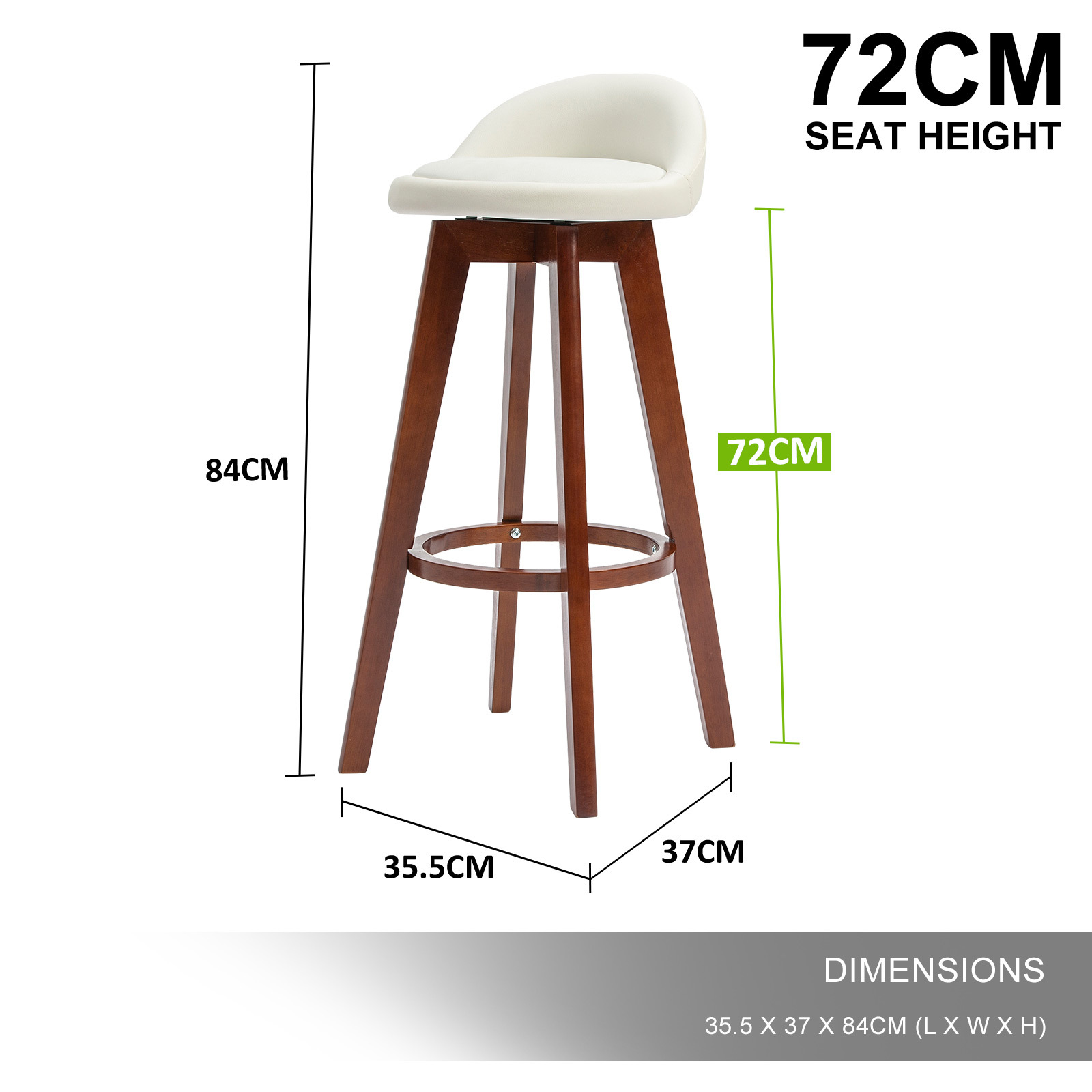 2X Wooden Bar Stool Barstools Dining Chair Kitchen Stools Swivel PU Fabric - Picture 126 of 210