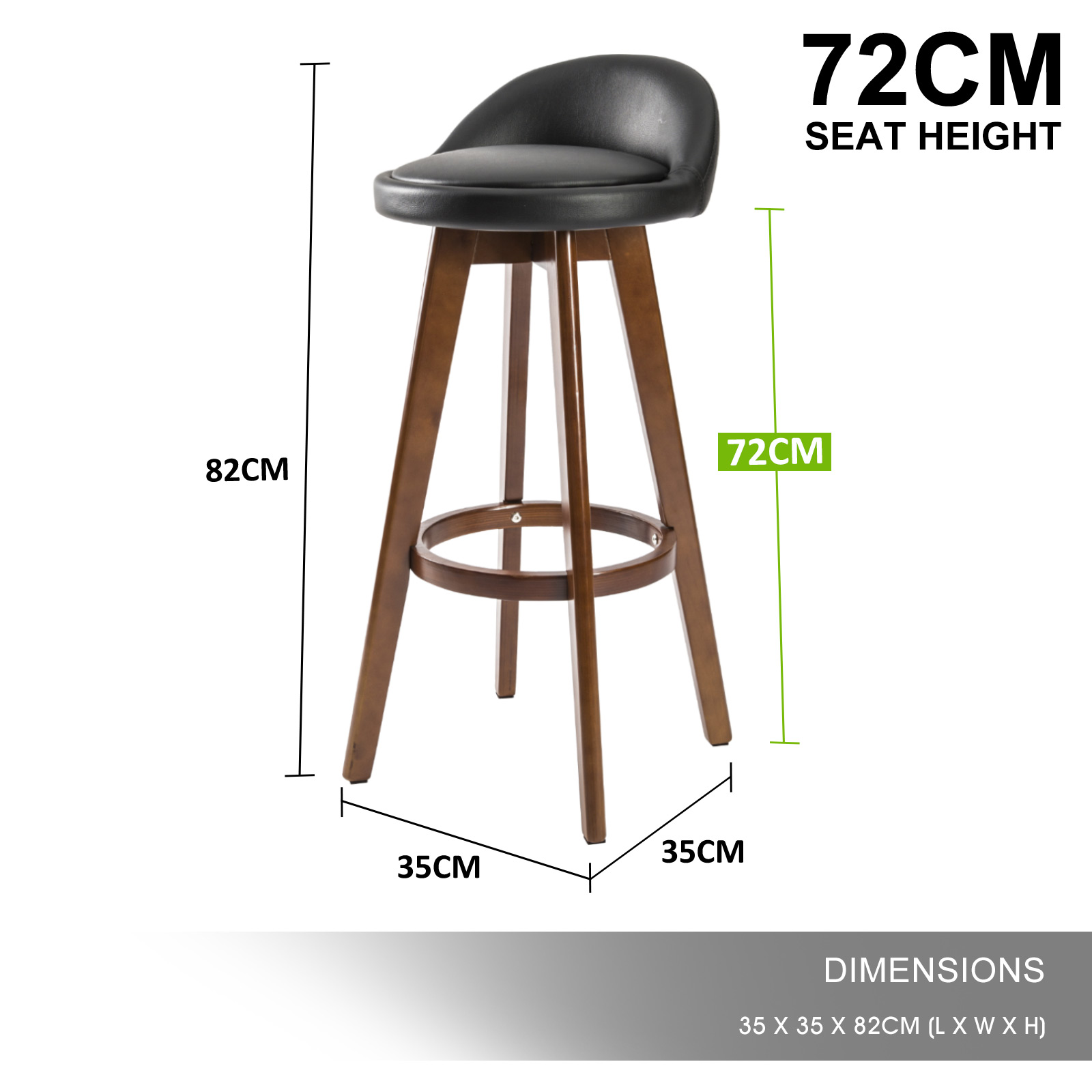 2X Wooden Bar Stool Barstools Dining Chair Kitchen Stools Swivel PU Fabric - Picture 174 of 210