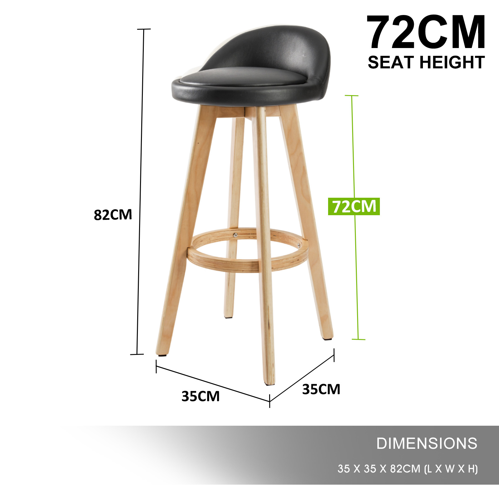2X Wooden Bar Stool Barstools Dining Chair Kitchen Stools Swivel PU Fabric - Picture 186 of 210