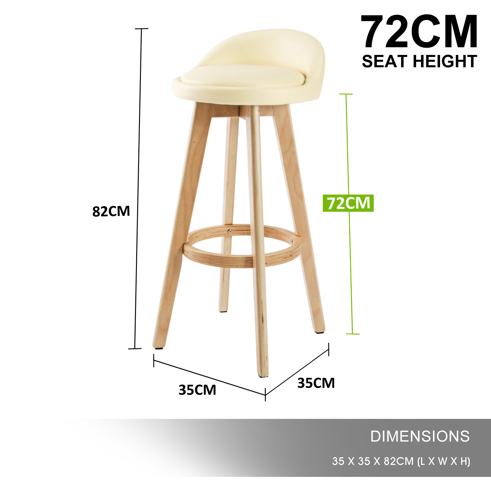 2X Wooden Bar Stool Barstools Dining Chair Kitchen Stools Swivel PU Fabric - Picture 210 of 210