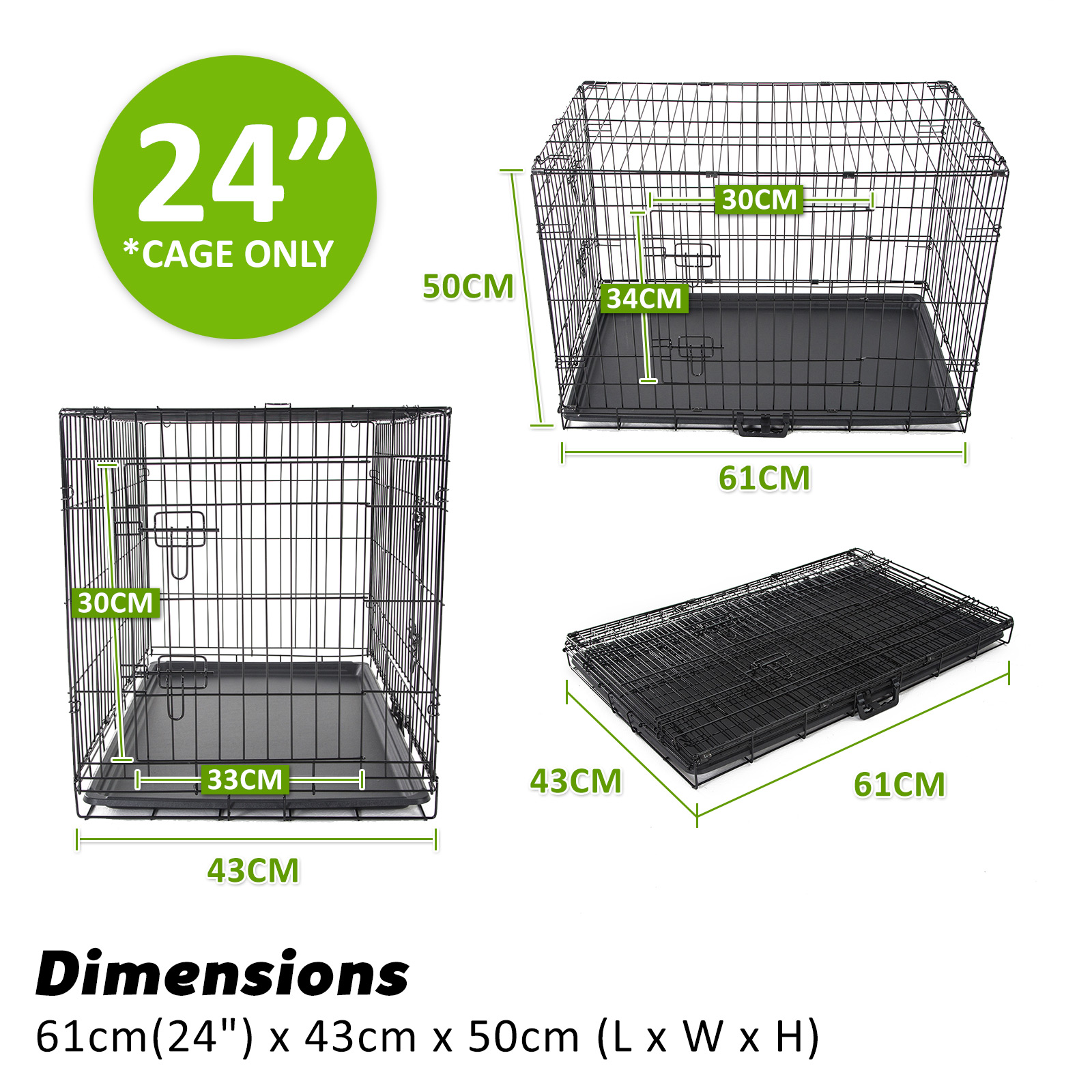 Dog Cat Pet Cage Wire Kennel Crate Foldable Metal Tray Cover 24" 30" 36" 42" 48" - Picture 163 of 262