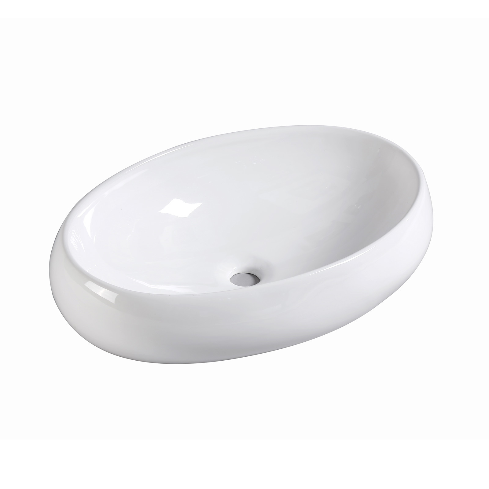59 x 40 x 14.5cm Ceramic Bathroom Basin Oval - WHITE