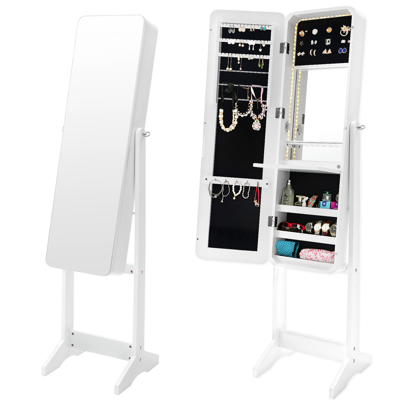 Mirror Jewellery Cabinet FLASHY - White LED