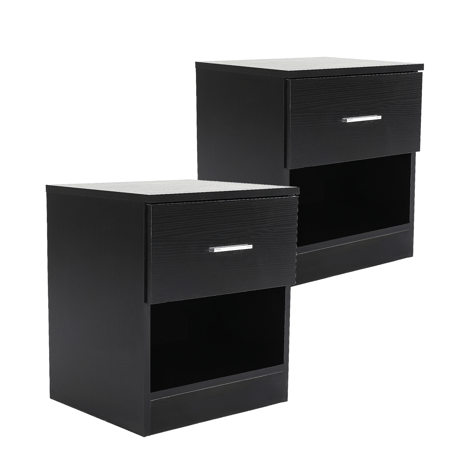 2X Bedside Tables 1 Drawer 1 Shelf ELLA - BLACK