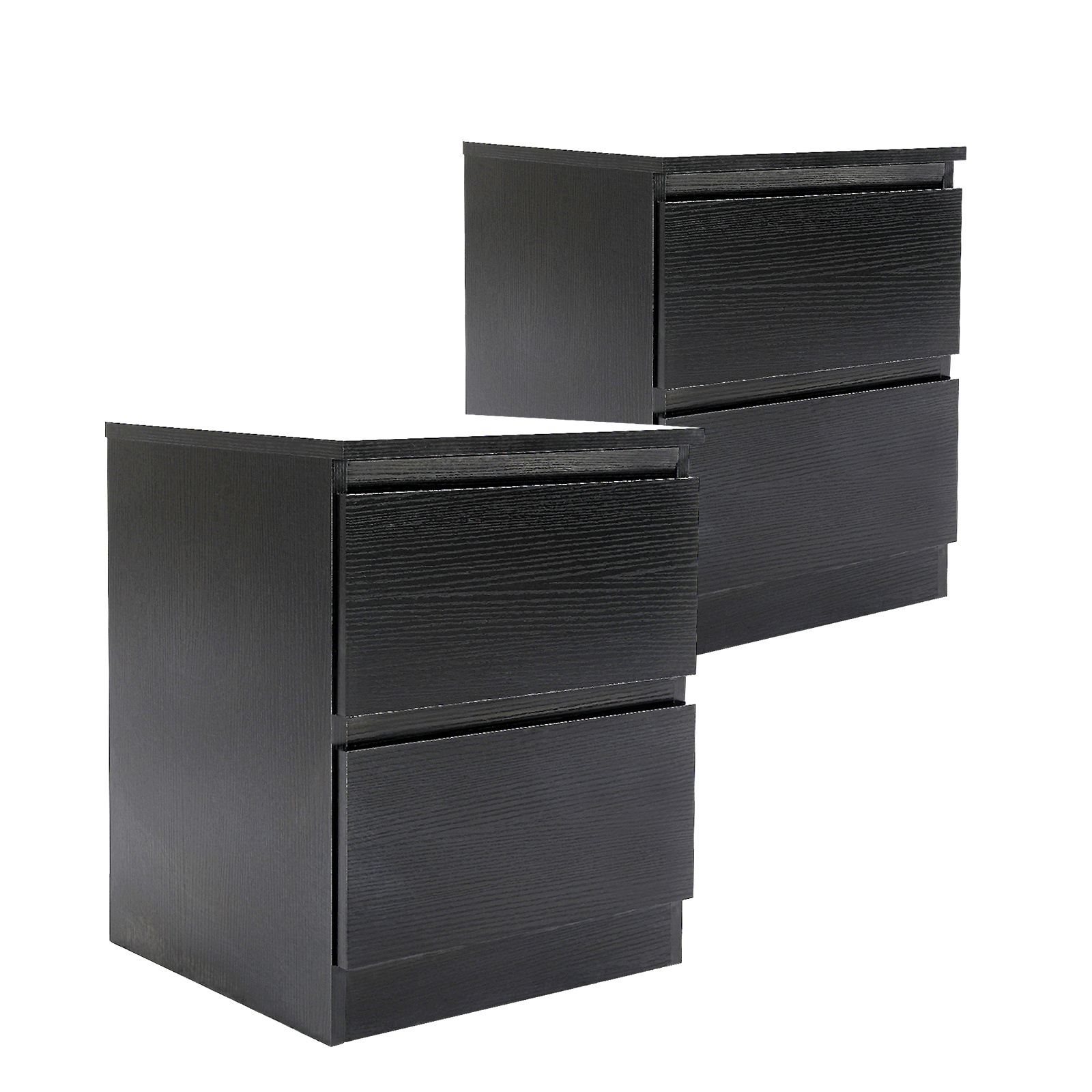 2X Bedside Tables 2 Drawer JOSS - BLACK