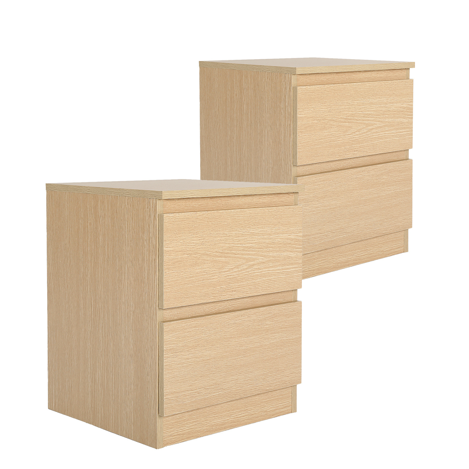 2X Bedside Tables 2 Drawer JOSS - OAK