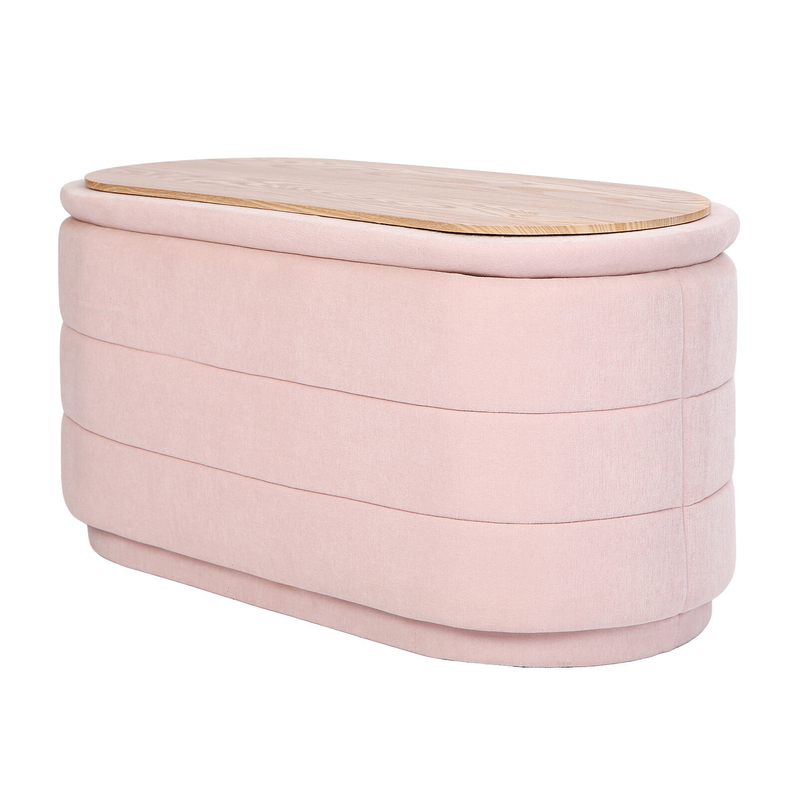 Coffee Table Storage Ottoman - Chenille Fabric Blanket Box CELIA - PINK