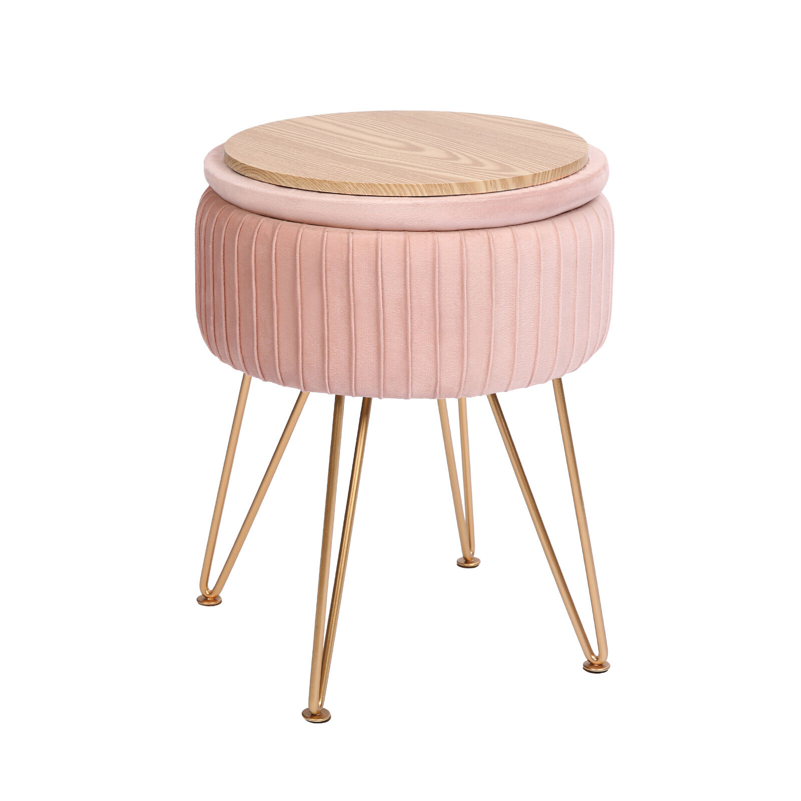 Side Table Storage Ottoman - Velvet Stool Footstool REMY - PINK