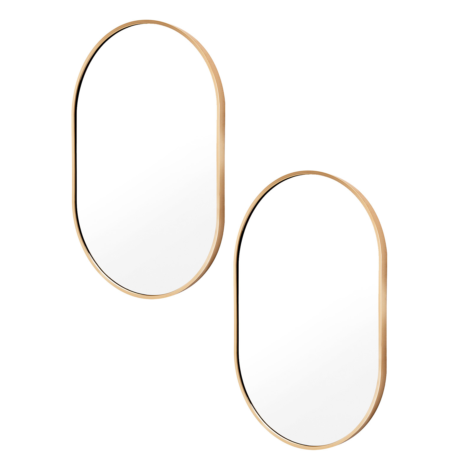 2 Set 50x75cm Wall Mirror Oval Bathroom - GOLD