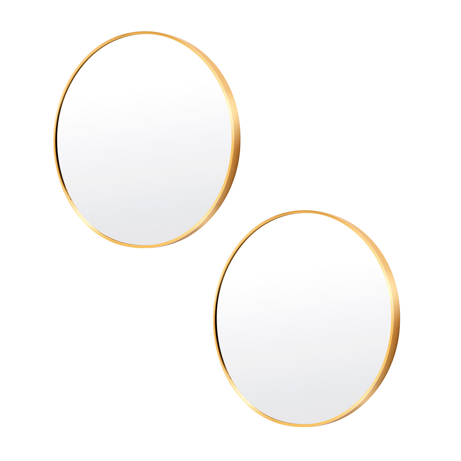 2 Set 50cm Wall Mirror Round Bathroom - GOLD