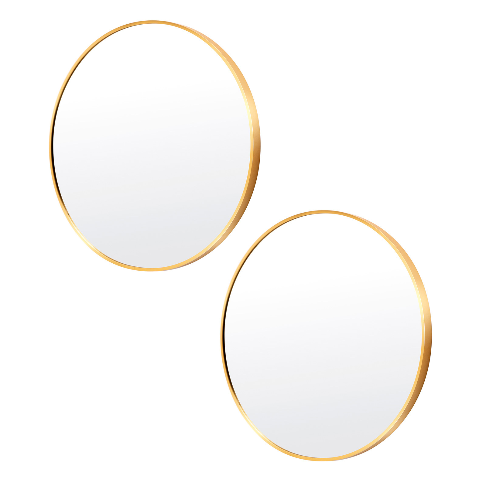 2 Set 60cm Wall Mirror Round Bathroom - GOLD