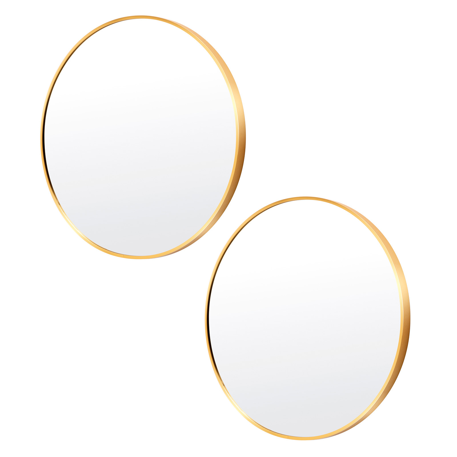 2 Set 70cm Wall Mirror Round Bathroom - GOLD