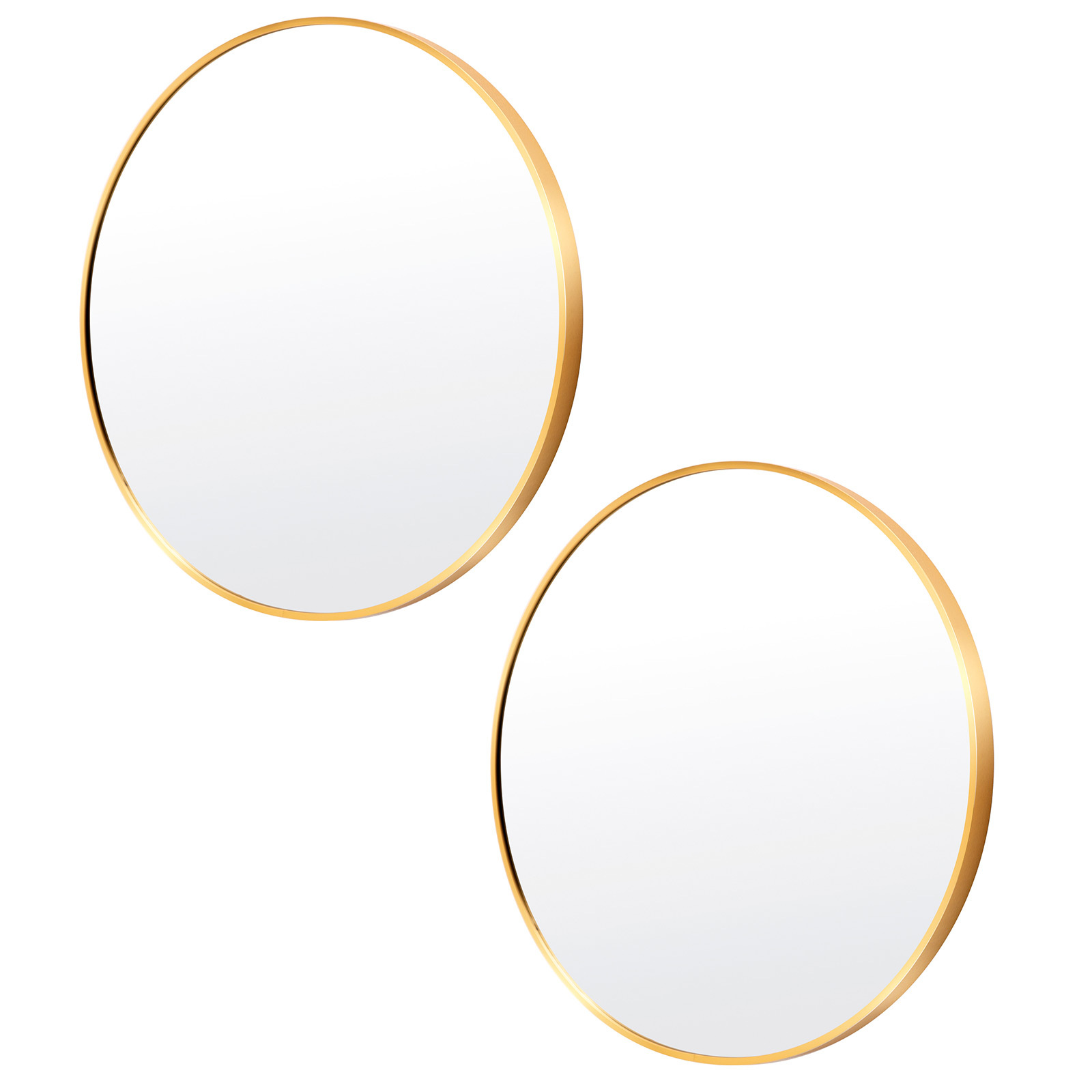 2 Set 80cm Wall Mirror Round Bathroom - GOLD