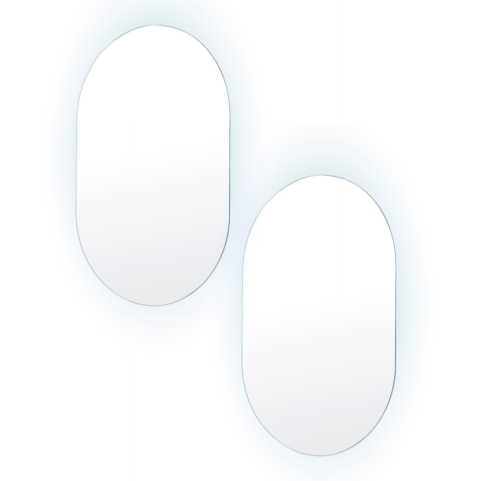 2 Set 50x75cm LED Wall Mirror Oval Bathroom