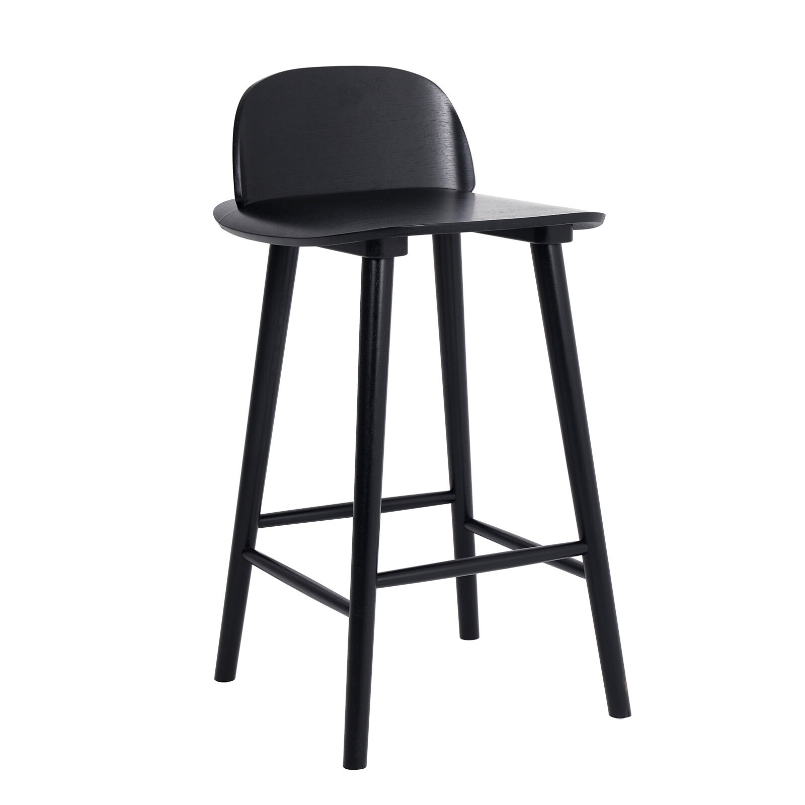 65cm Wooden Bar Stool Ash Wood ELISE - BLACK