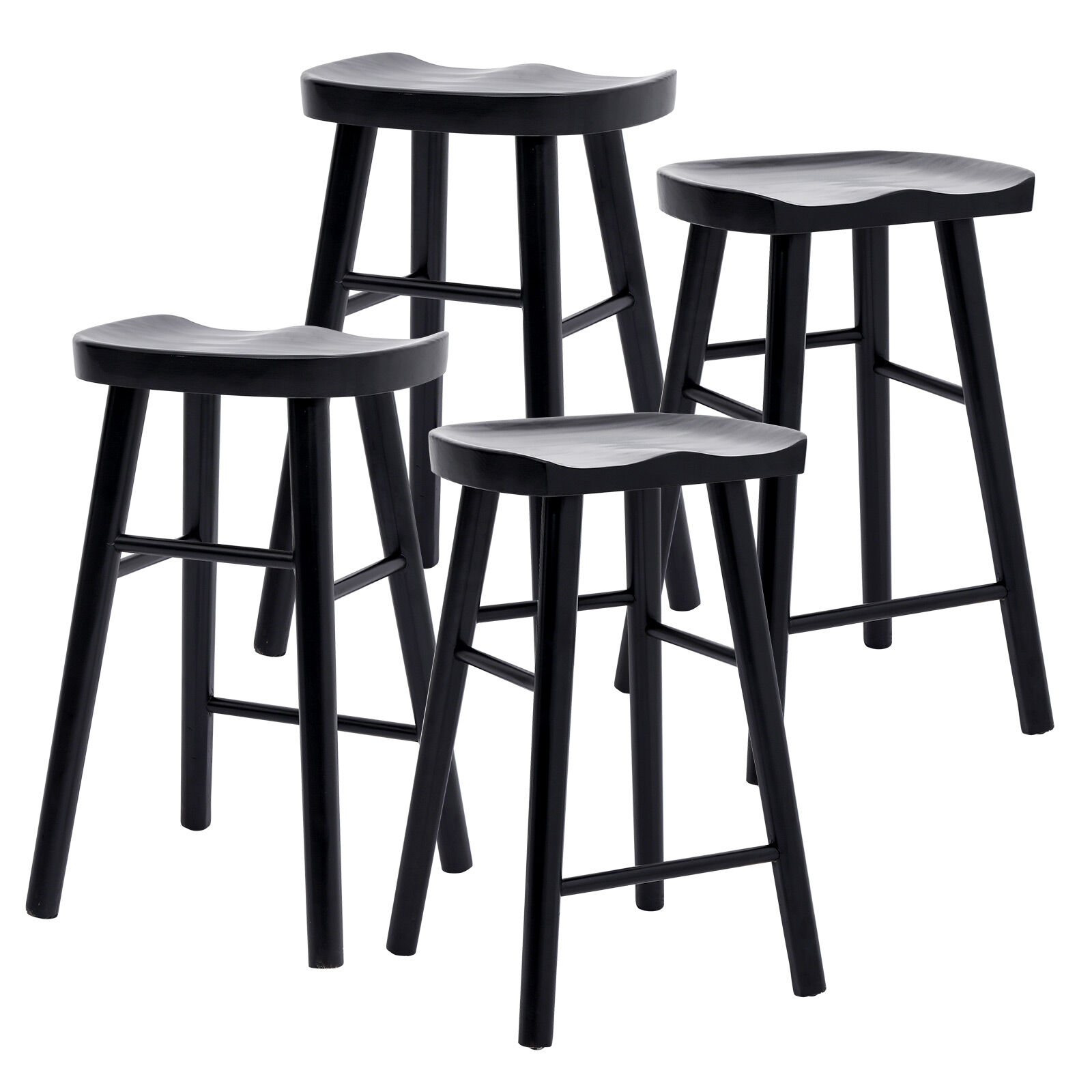 4X 65cm Wooden Bar Stool Pine Wood FRIDA - BLACK