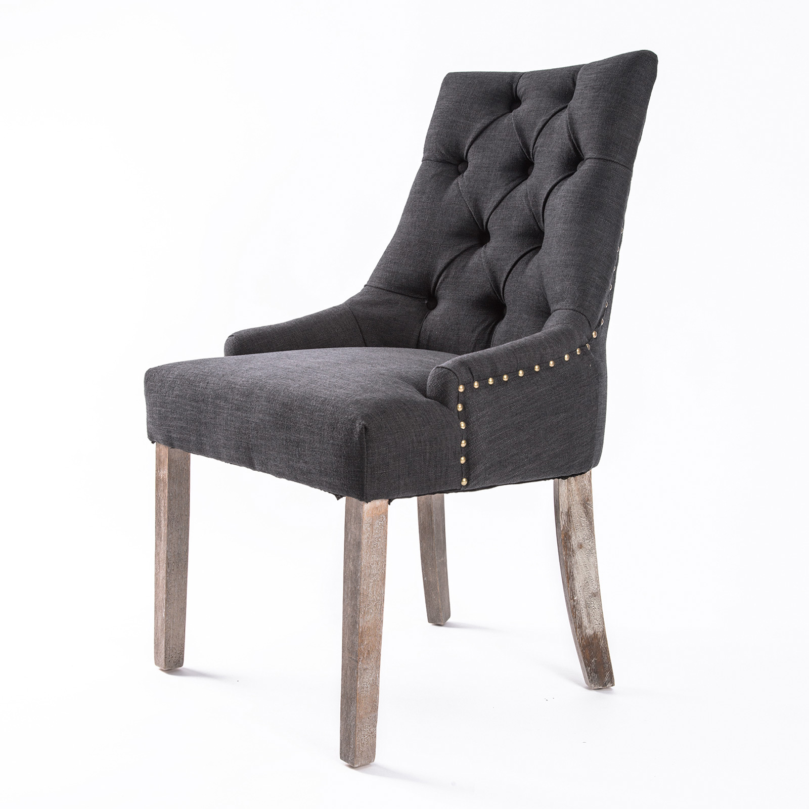 1X French Provincial Oak Leg Chair AMOUR - BLACK (CHARCOAL)
