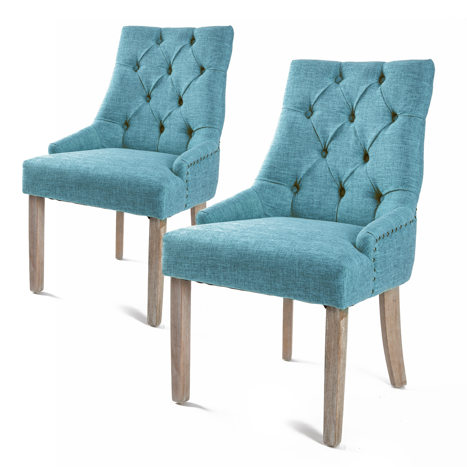 2X French Provincial Oak Leg Chair AMOUR - BLUE
