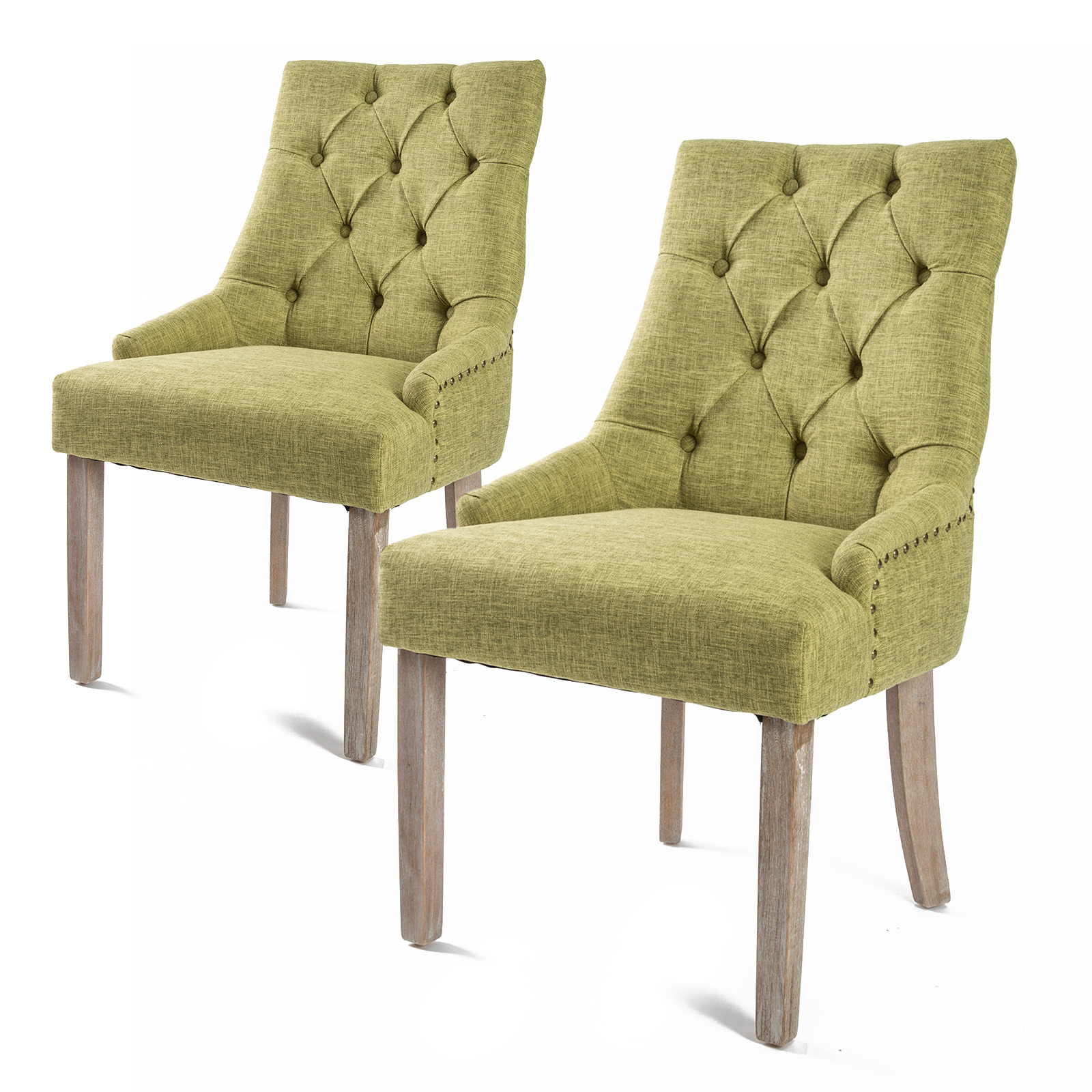 2X French Provincial Oak Leg Chair AMOUR - GREEN