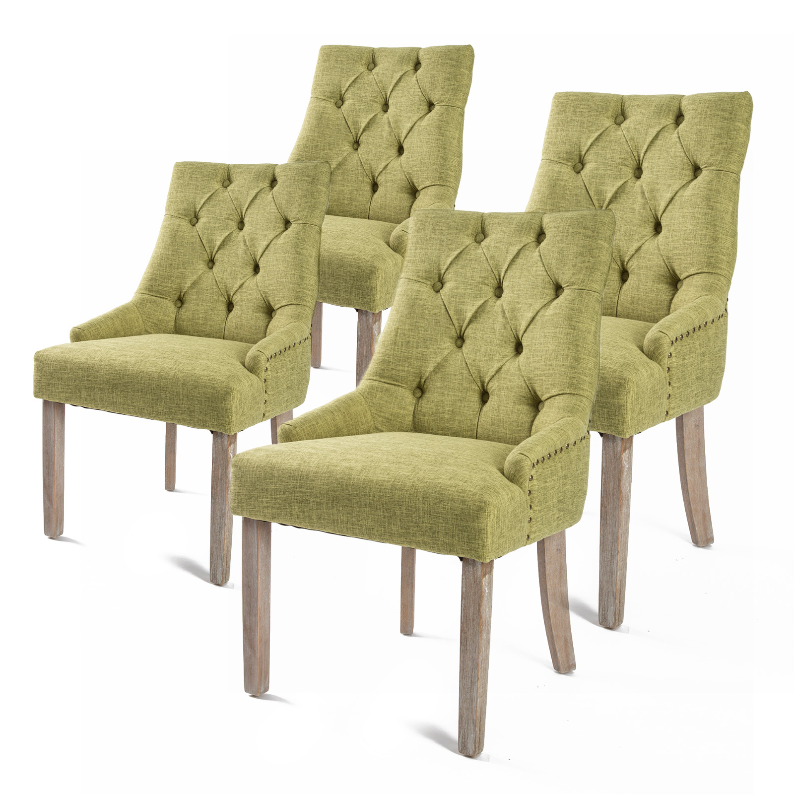 4X French Provincial Oak Leg Chair AMOUR - GREEN