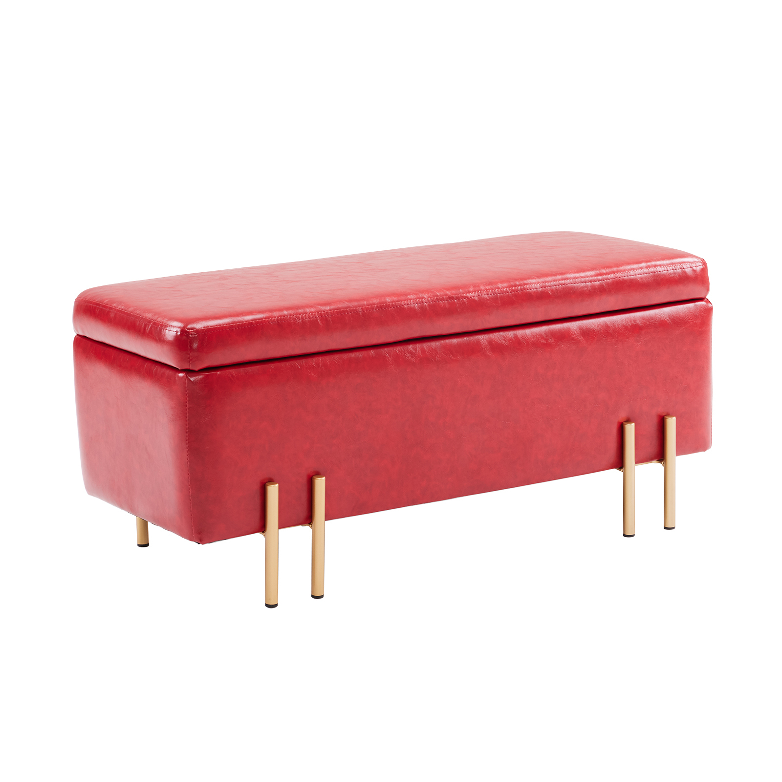 97cm Storage Ottoman PU Leather - RED