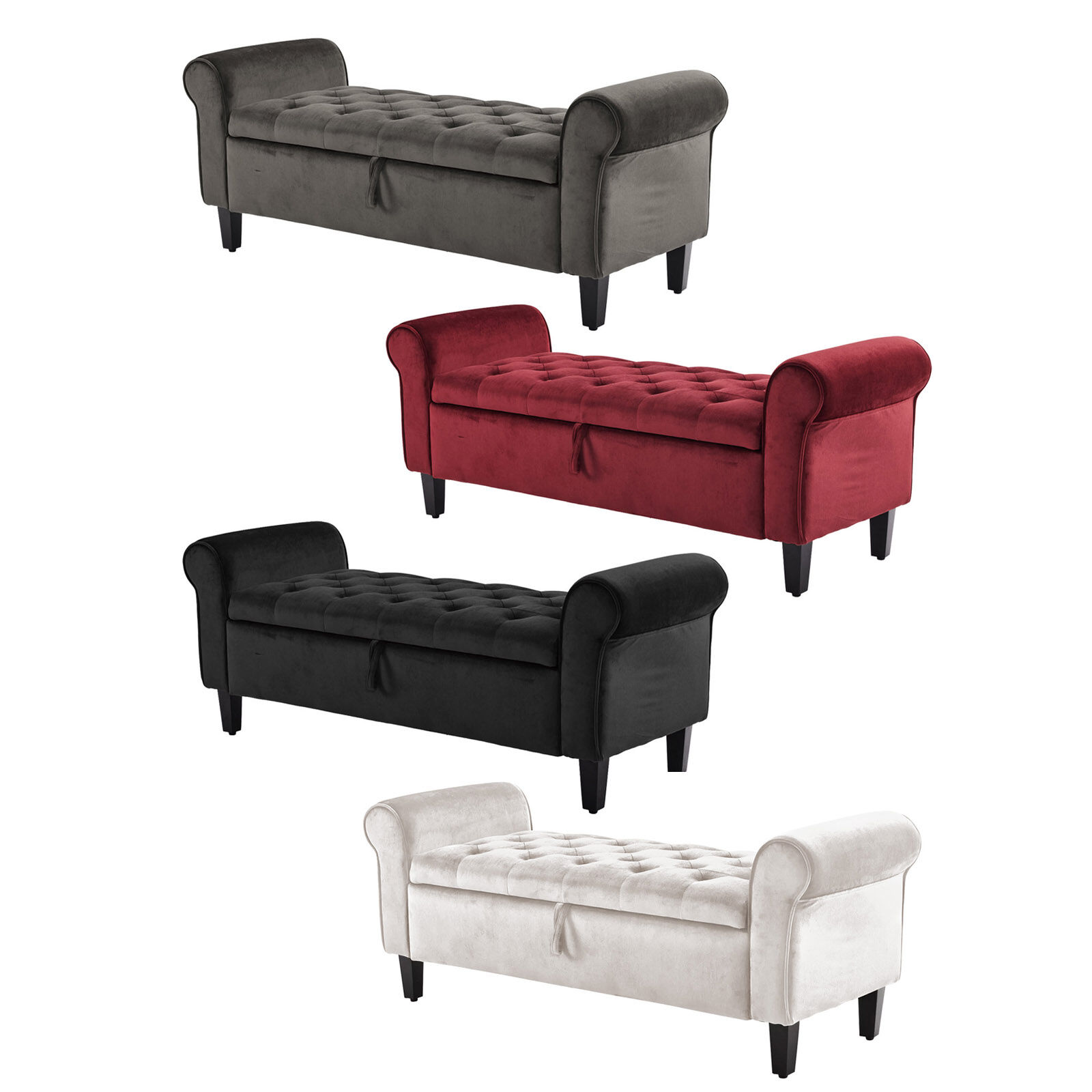 132cm Storage Ottoman Arm Velvet - VAR
