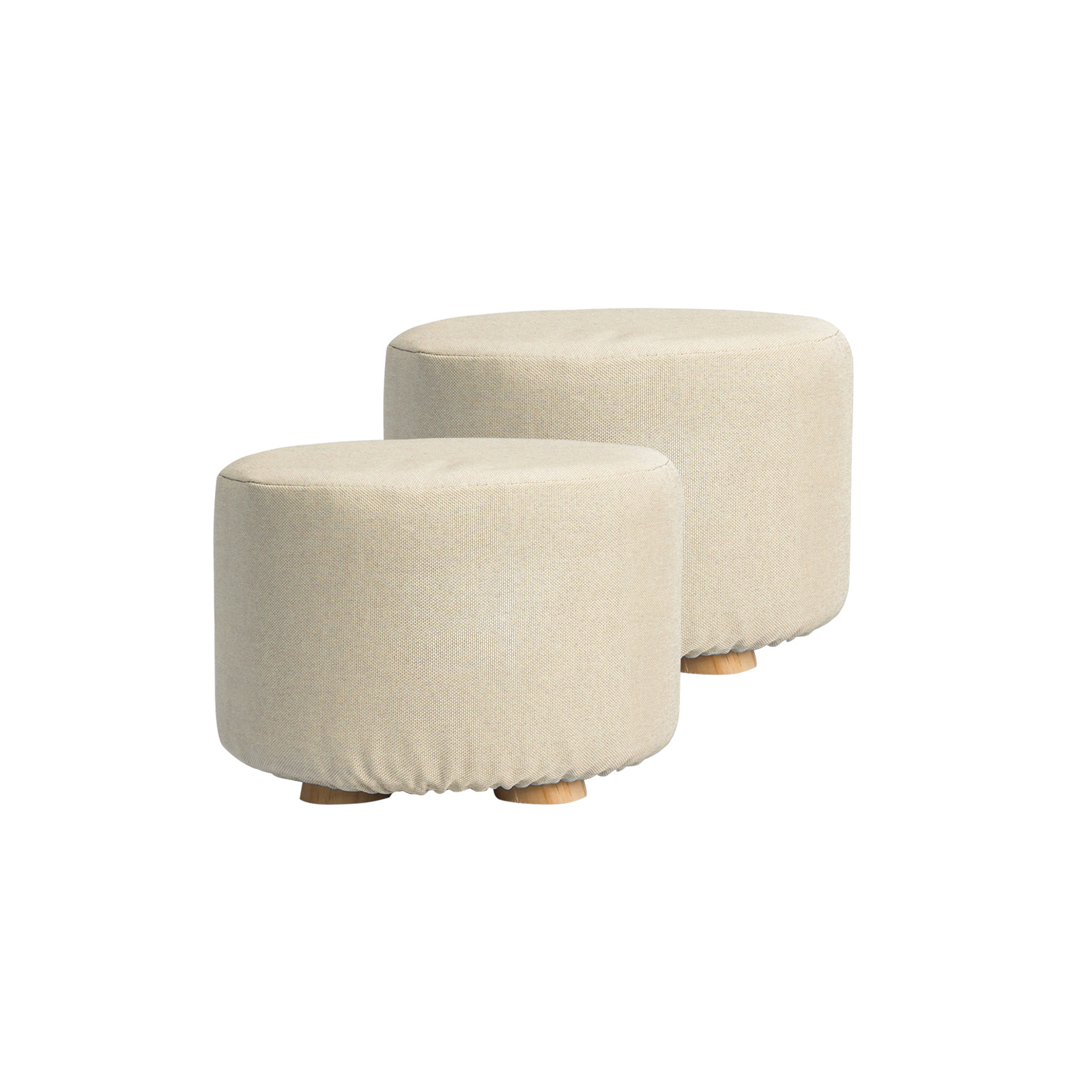 2X Round Foot Stool - BEIGE