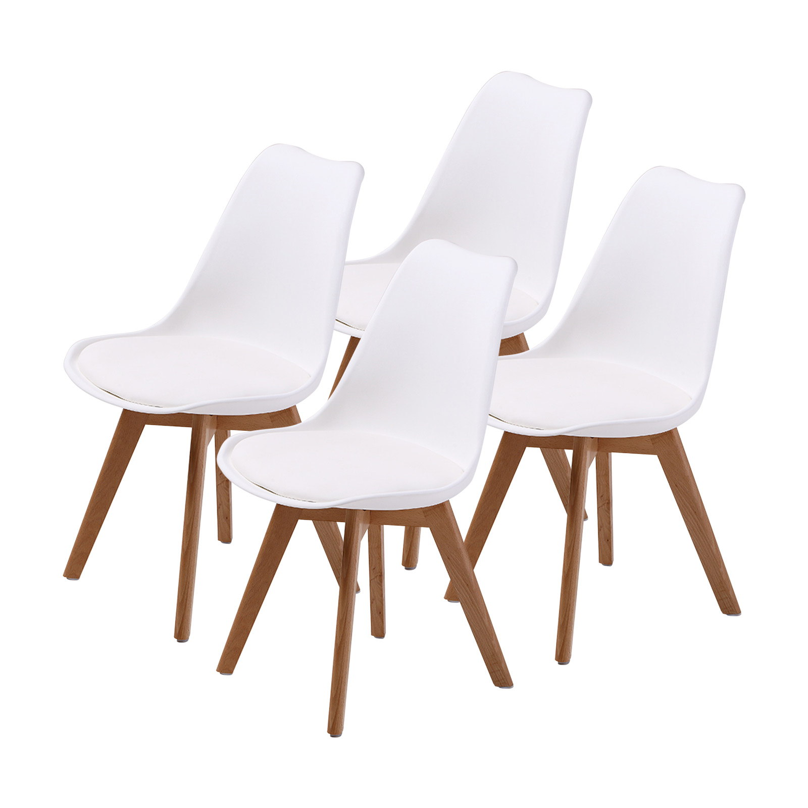 4X Padded Seat Dining Chair - WHITE