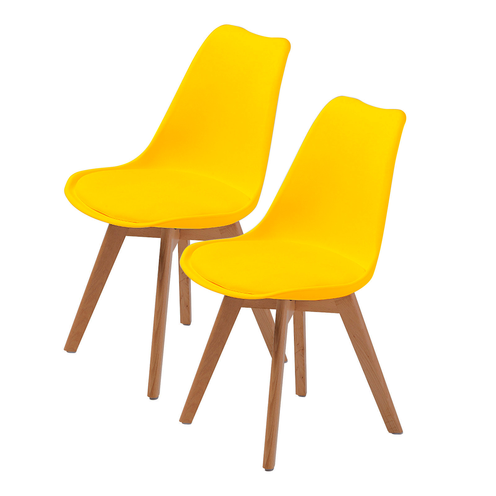 2X Padded Seat Dining Chair - YELLOW - La Bella
