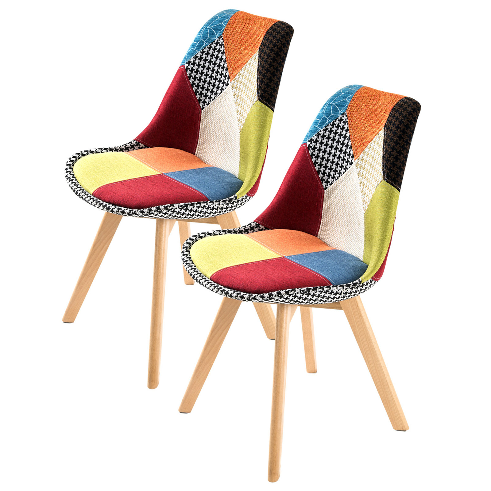 2X Padded Seat Dining Chair Fabric - MULTI