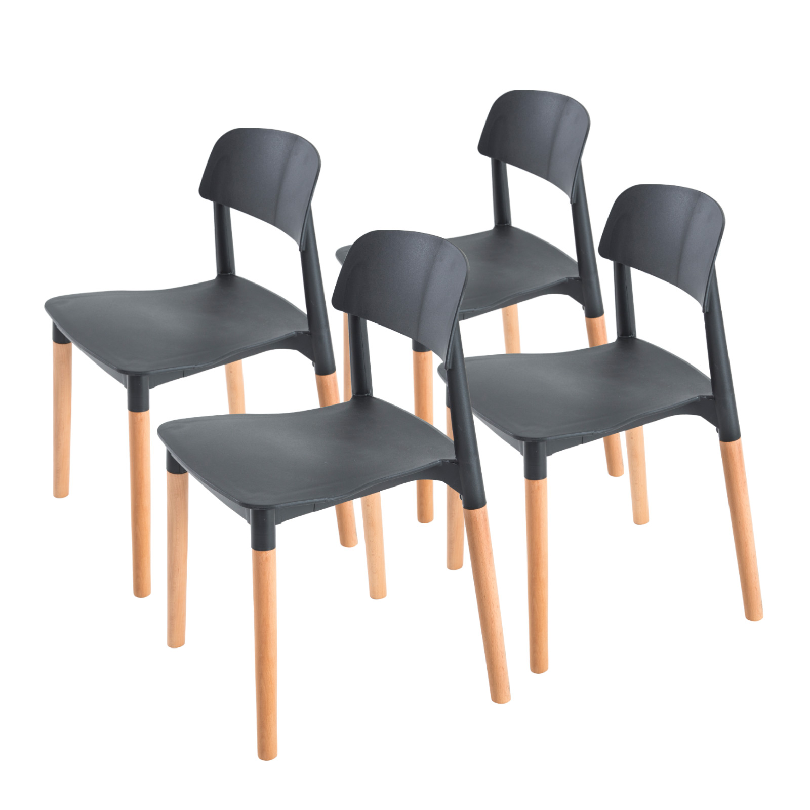 4X Belloch Stackable Dining Chair - BLACK
