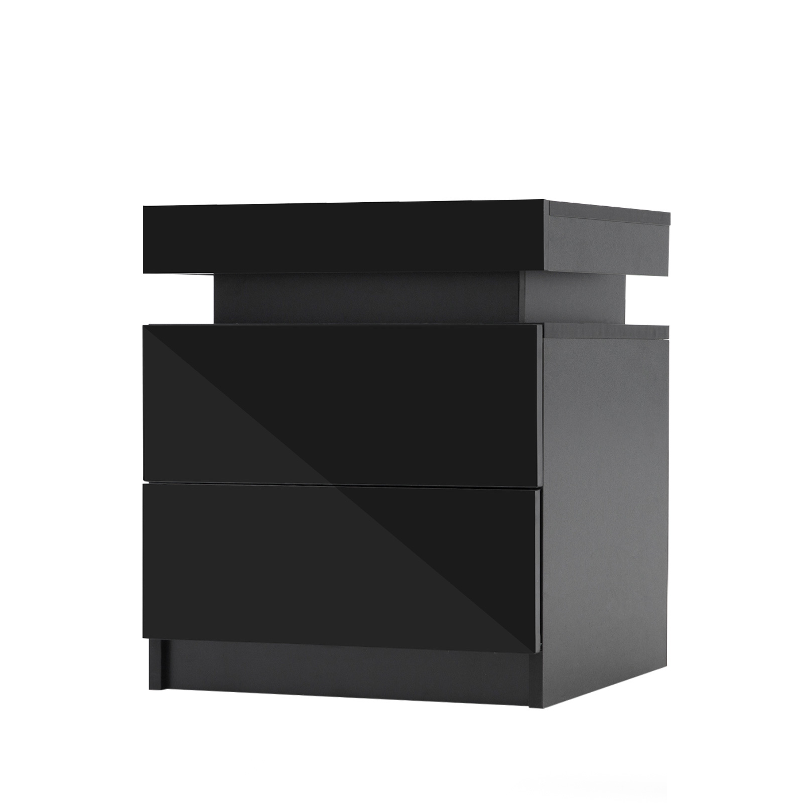 Bedside Table 2 Drawers RGB LED AURORA - BLACK