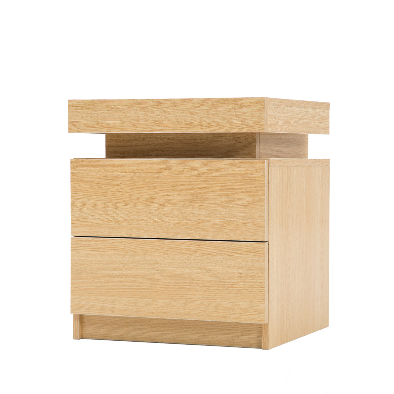 Bedside Table 2 Drawers RGB LED AURORA - OAK