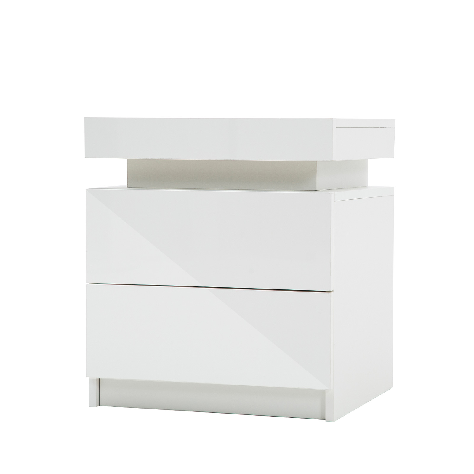 Bedside Table 2 Drawers RGB LED AURORA - WHITE