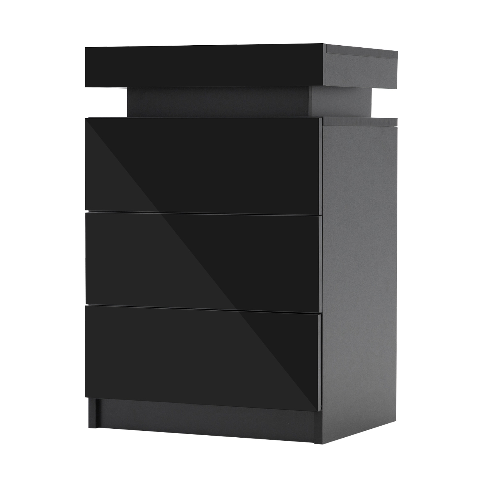 Bedside Table 3 Drawers RGB LED GLORY - BLACK