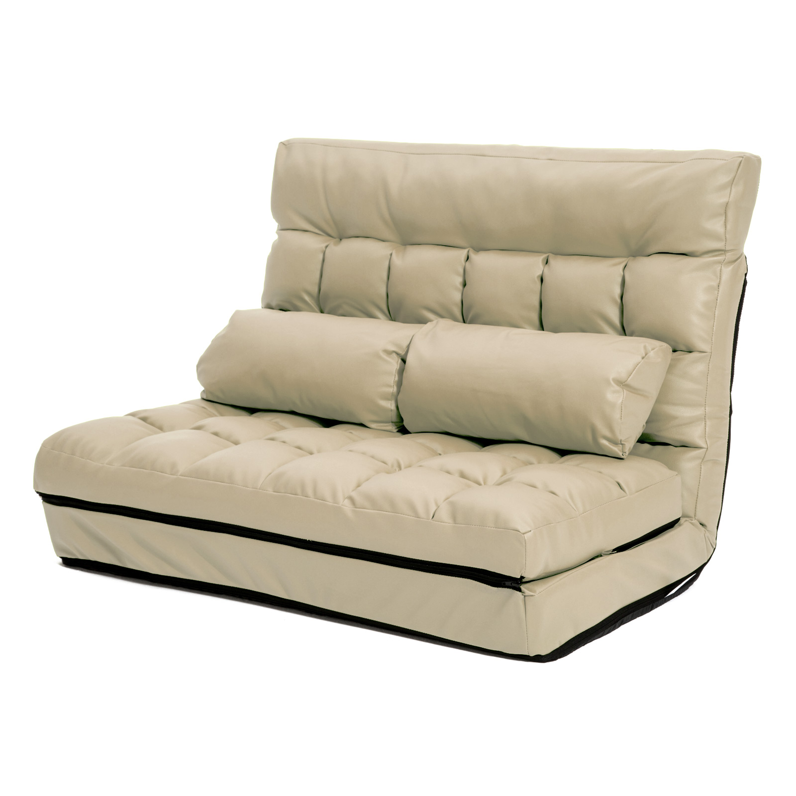 Leather Lounge Sofa Bed Double Seat Couch GEMINI - BEIGE