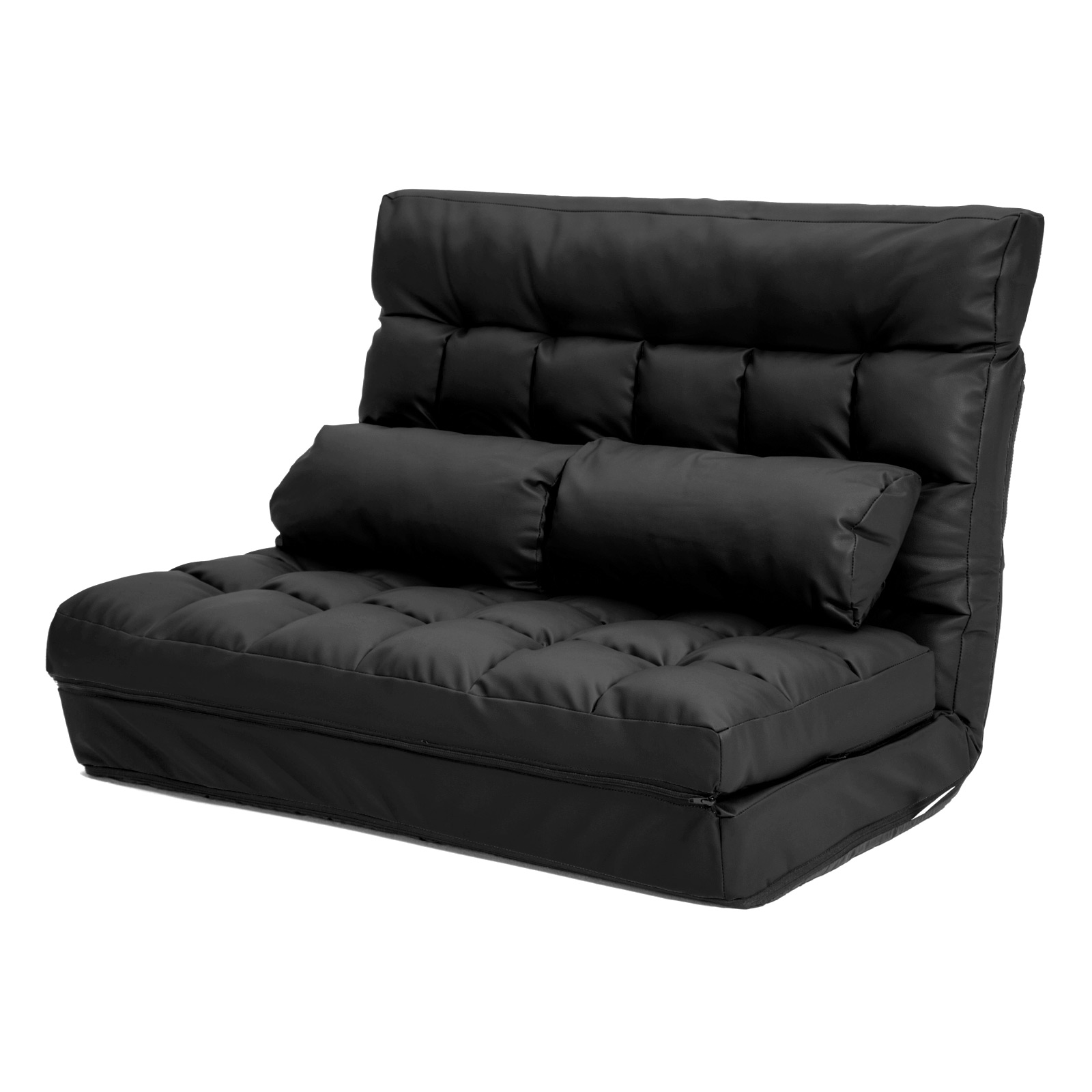 Leather Lounge Sofa Bed Double Seat Couch GEMINI - BLACK