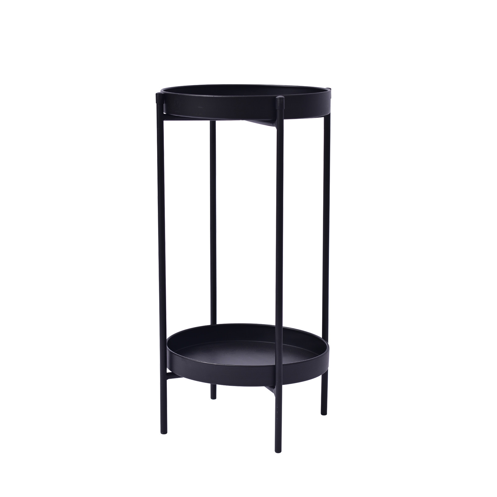 50cm Plant Stand Round 2 Tier - BLACK