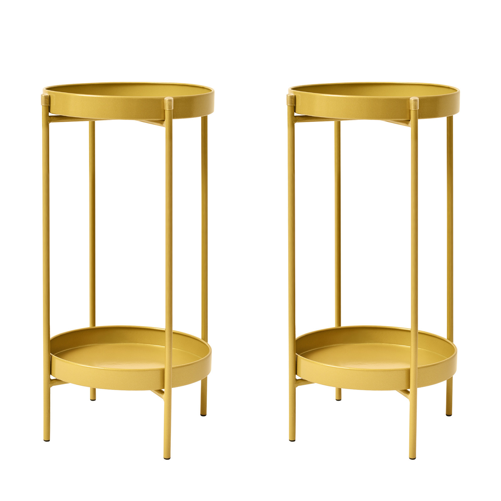 2X 50cm Plant Stand Round 2 Tier - GOLD