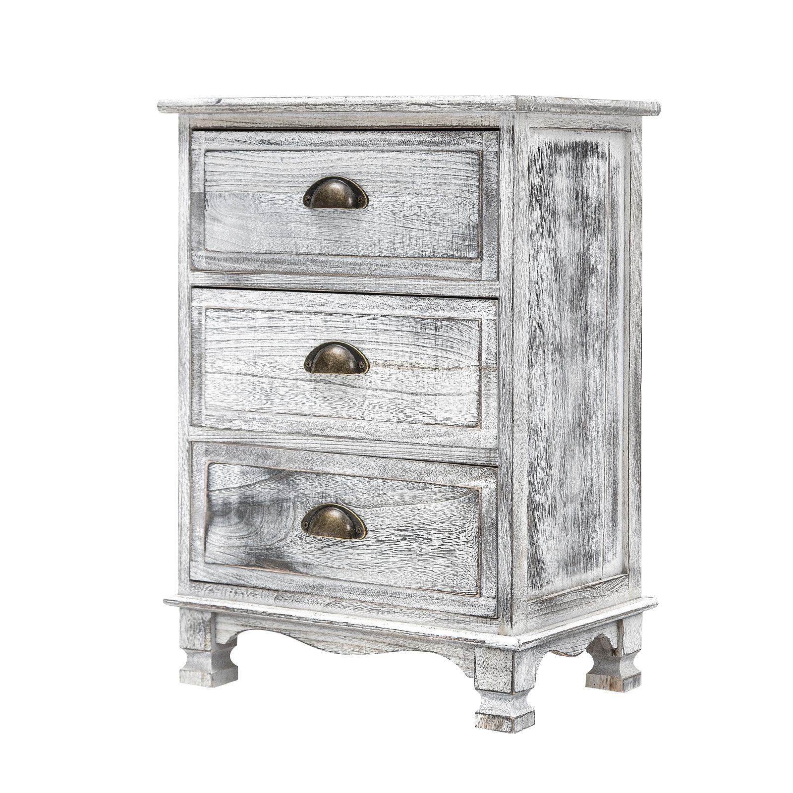 Bedside Table 3 Drawer Vintage CLARA - GREY