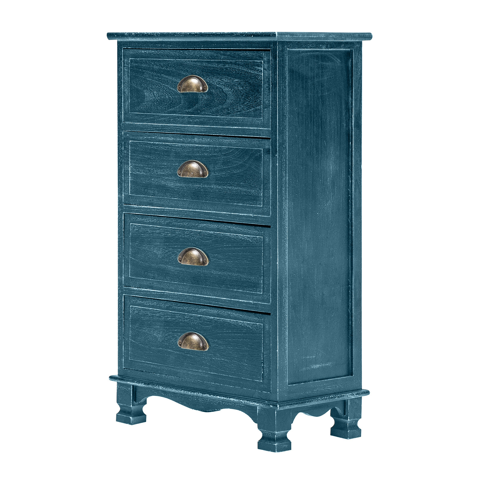 Vintage Storage Cabinet Bedside Table 4 Drawer ADELINE - BLUE
