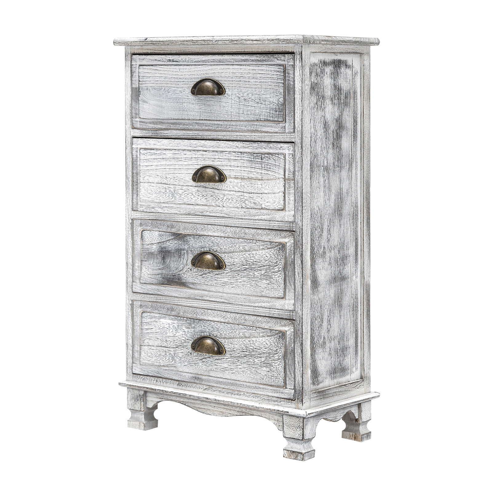 Vintage Storage Cabinet Bedside Table 4 Drawer ADELINE - GREY