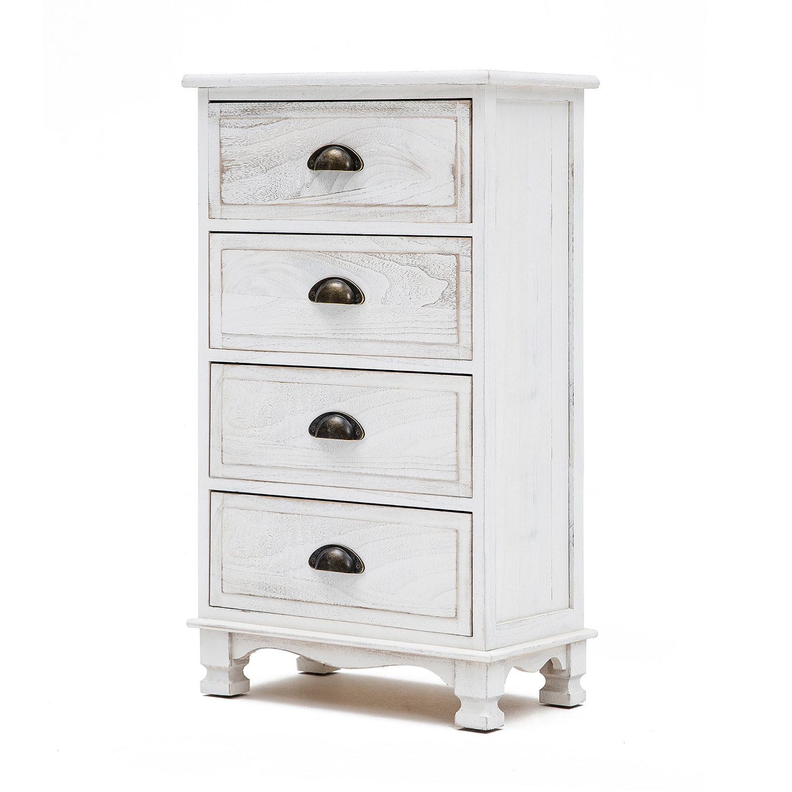 Bedside Table 4 Drawer Vintage ADELINE - WHITE