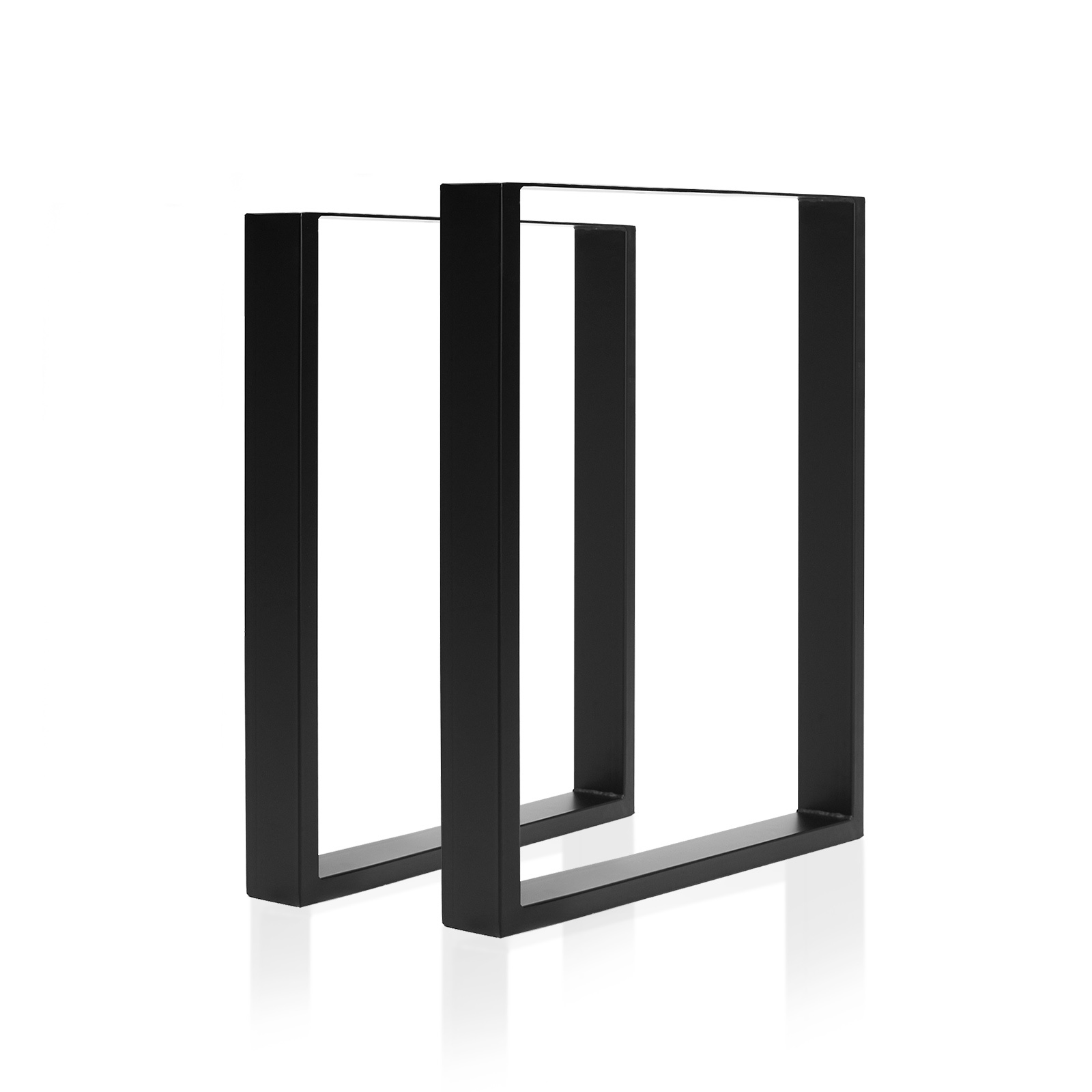 2 X Table Legs Bench Rectangular Box Metal 50 x 71cm - BLACK