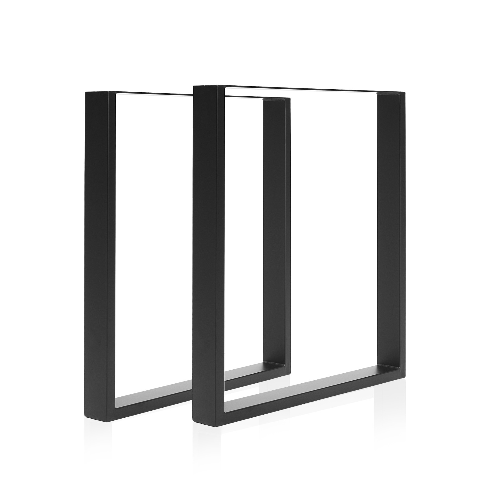2 X Table Legs Bench Rectangular Box Metal 65 x 71cm - BLACK