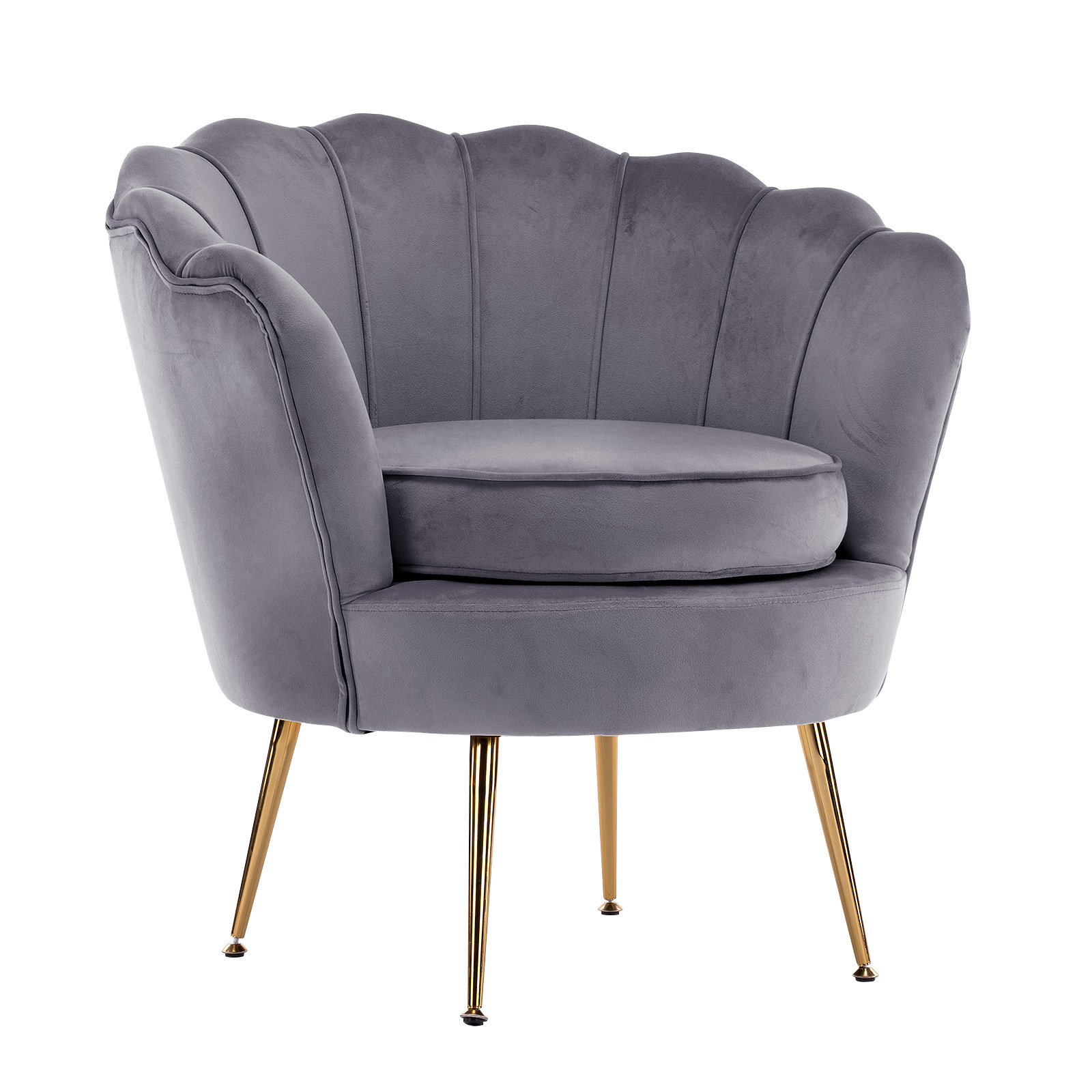 Armchair Velvet Shell Scallop - GREY