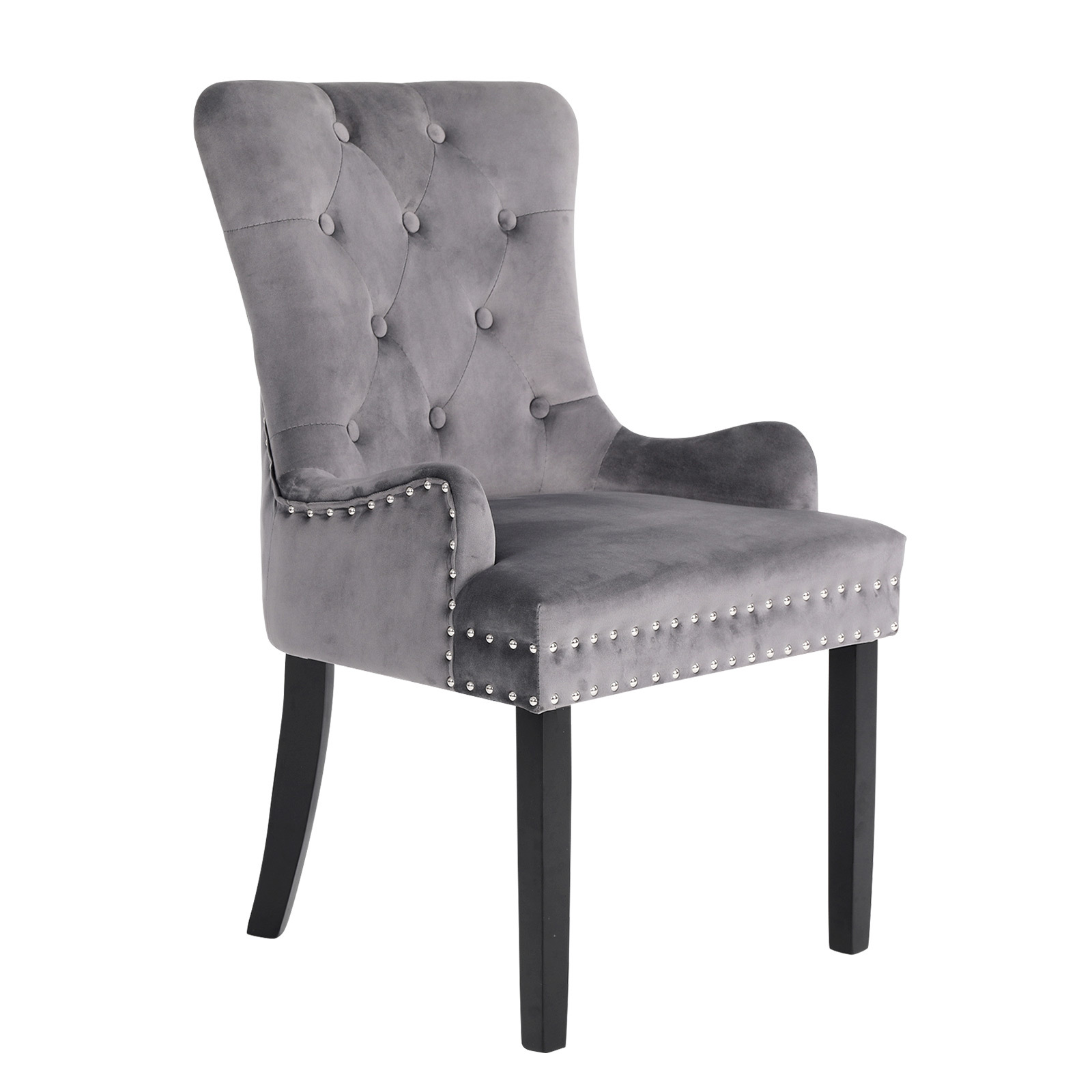 1X French Provincial Velvet with Ring Chair LISSE - GREY