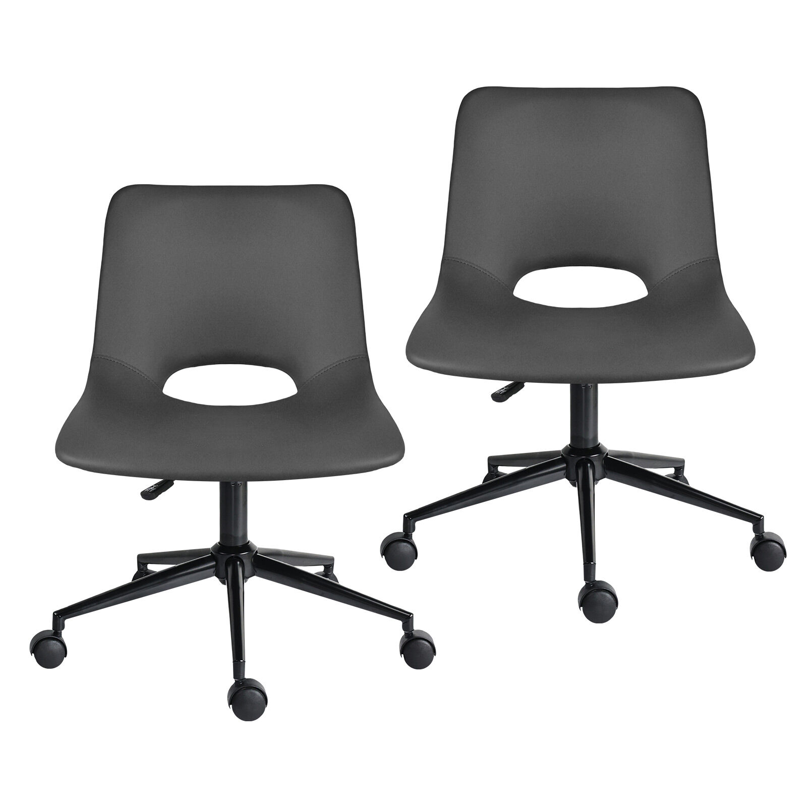 2X Office Desk Chair - PU Leather HALO - GREY