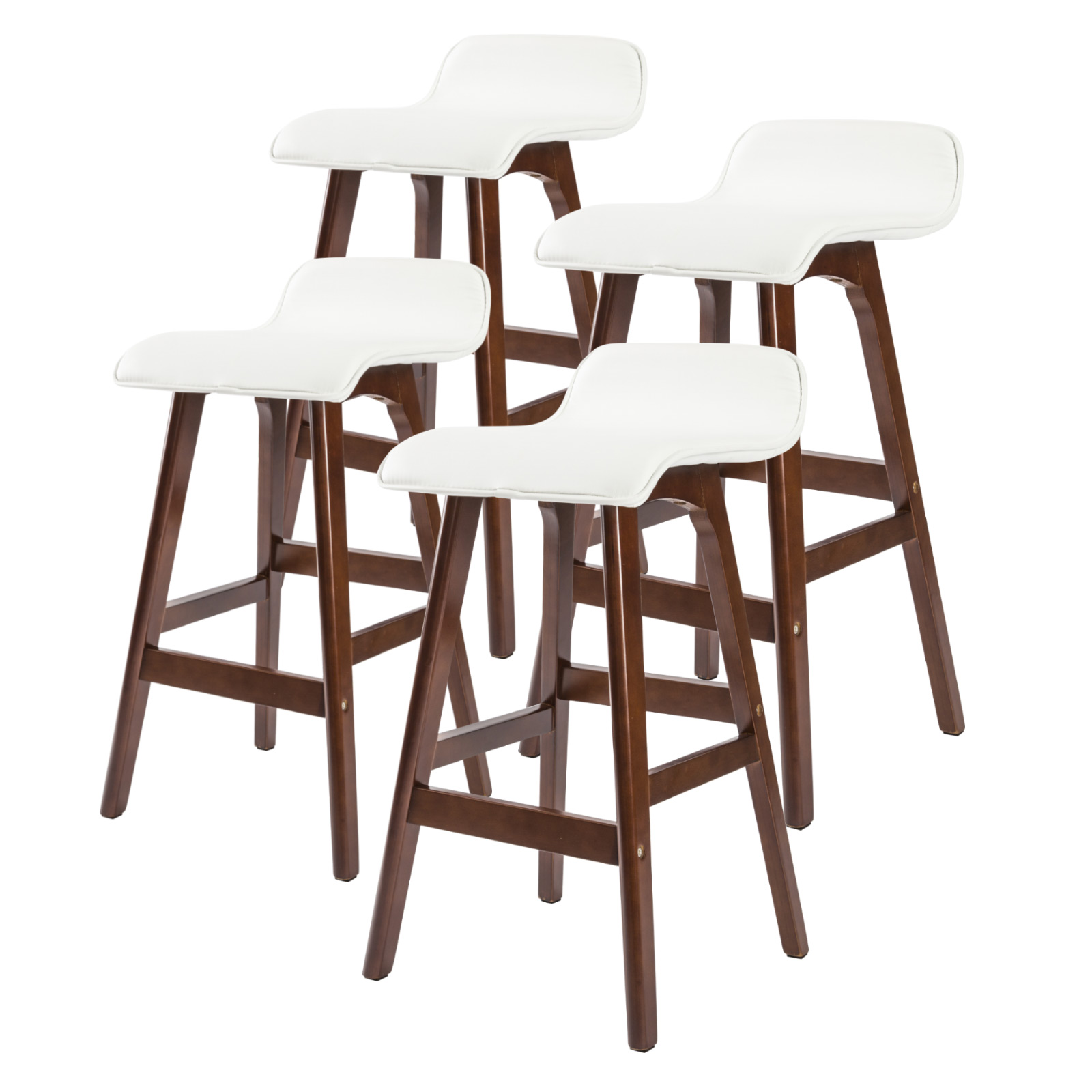 4X 65cm Wood Bar Stool Leather SOPHIA - WHITE BROWN